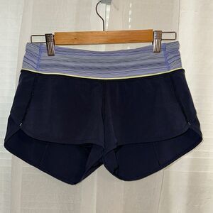 lululemon 4 Navy Neon Yellow Blue Athletic 3” Shorts
